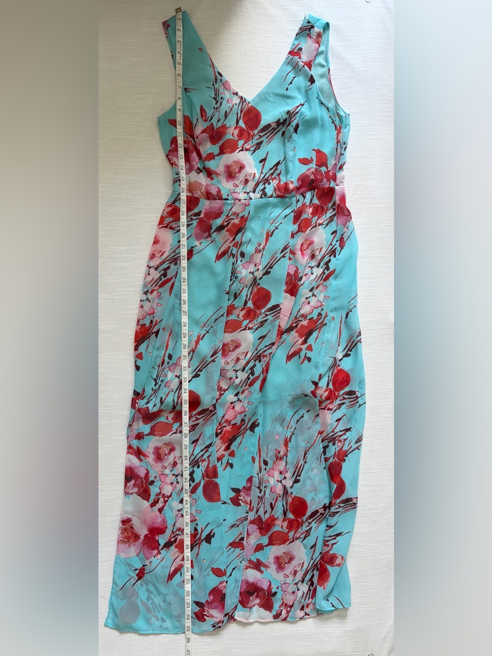 Emma & Michele Aqua Floral V-Neck Maxi Dress - Picture 3 of 7
